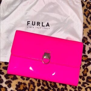 Furla Hot Pink Patent Leather Clutch